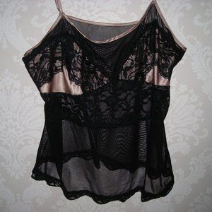 Shear lace black & gold camisole - size medium